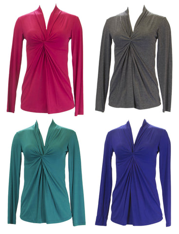 ANALILI Women's Front Twist Accent Long Sleeve Top 384IA10 $125 NEW