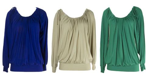 ANALILI Women's Long Sleeve Drastring Peasant Top 387AI10 $145 NWT