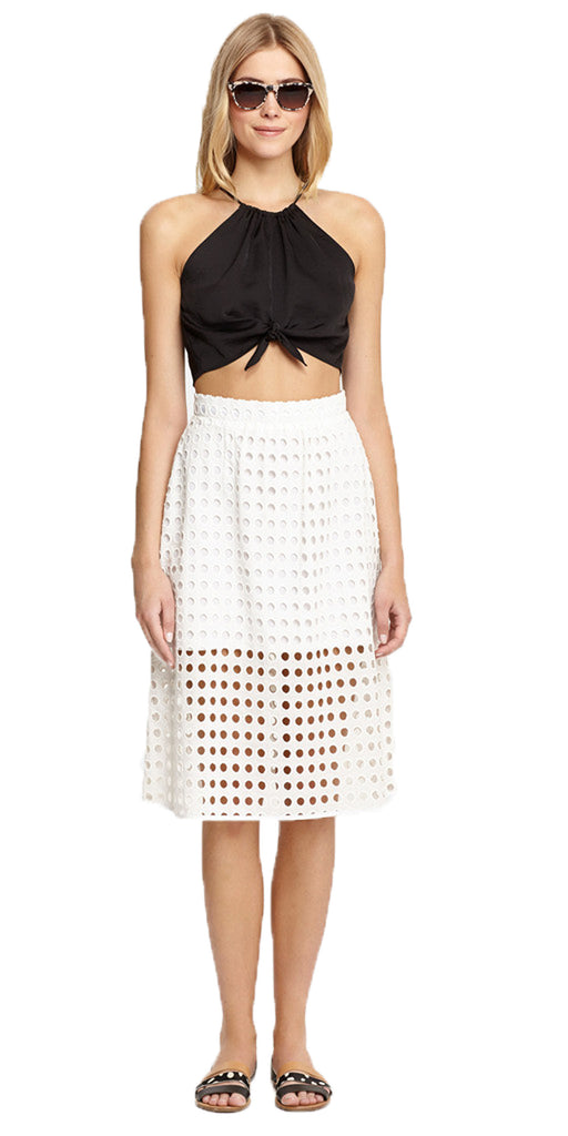 ZINKE Women's Black Front Tie Keyhole Wren Top $88 NEW