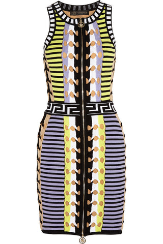 VERSACE Collection Women's Crochet Stretch Knit Mini Dress IT 44 Multi-color