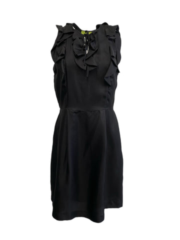 ELIZABETH MCKAY Women's Black Ruffle Top Dress #5075 12 NWT