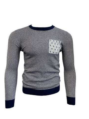 SCOTCH & SODA Men's Navy Striped Classic Crewneck Sweater #571 S NWT