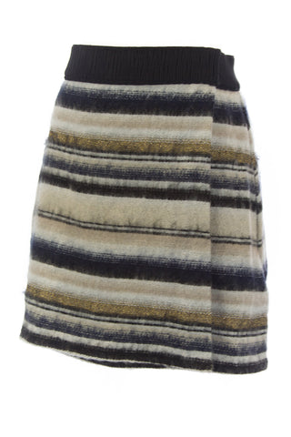 VENA CAVA Women's Striped Flap-Over Mini Rude Girl Skirt 60311 $455 NEW