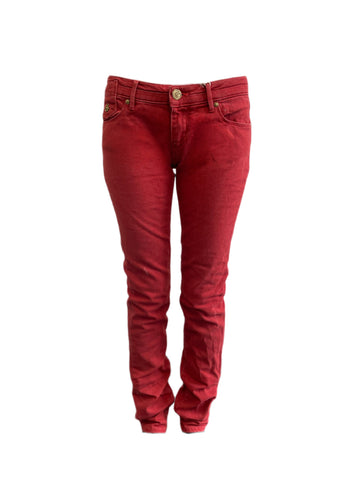 Maison Scotch Women's Burgundy Skinny Low Rise Pants #725 27/32 NWT