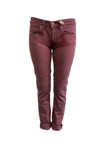 Maison Scotch Women's Burgundy Soft Low Rise Pants #726 NWT