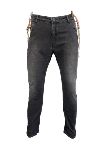 MAISON SCOTCH Men's Grey Tapered Suspenders Jeans #745 NWT