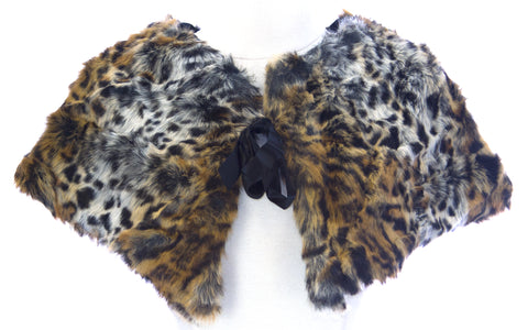 STEVIE MAC Women's Brown Leopard Faux Fur Fashion Wrap #753 NEW
