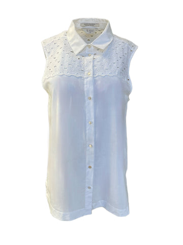 SCOTCH & SODA Women's White Button Front Sleeveless Collared Top #756 NWT