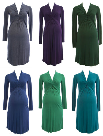 OLIAN Maternity Women's Chelsea Twist Detail Long Sleeve Dress $125 NWT