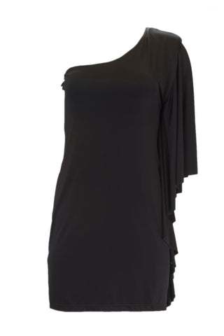 ANALILI Women's Black One Shoulder Batwing Dress 996O31 $245 NWT