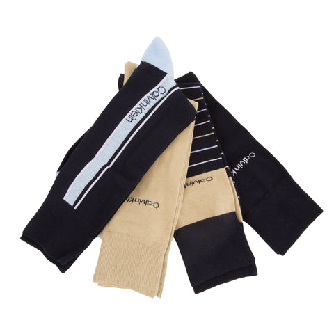 Calvin Klein Men's Assorted 4 Pair Combed Cotton Socks NEW