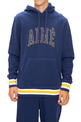 AIME LEON DORE Men's Navy 20oz Terry Collegiate Hoodie NWT