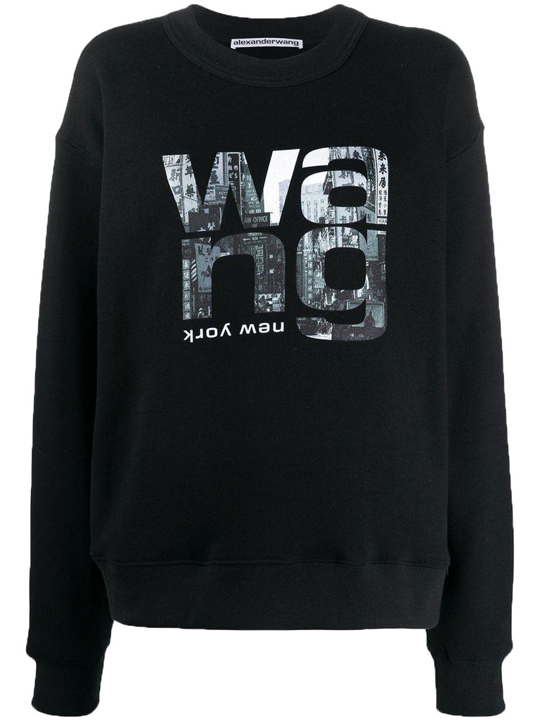 ALEXANDER WANG Men's Black Crewneck Graphic Print Sweatshirt NWT
