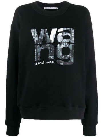 ALEXANDER WANG Men's Black Crewneck Graphic Print Sweatshirt NWT