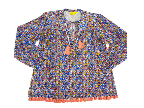 ROBERTA ROLLER RABBIT Women's Blue Akar Josefina Top $145 NEW