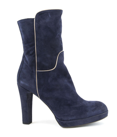 ALBERTO FERMANI Women's Blue Suede Fernandez Booties Floor Model NWOB Size 8