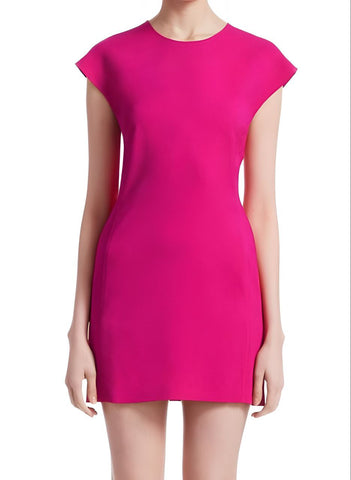 A.L.C. Women's Pink Short Sleeve Round Neck Mini Sneath Pensil Dress #FLP NWT