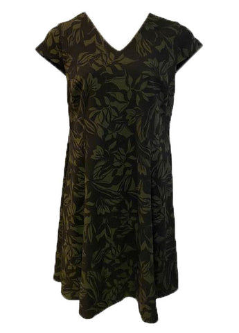 ALFANI Women's Olive Ponte Stretch Floral Fit & Flare Dress Size 24W $99 NWT