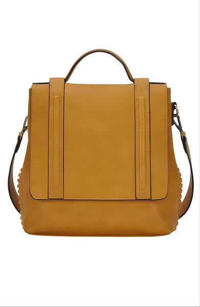 ANTIK KRAFT Women's Brown Mustard Convertible Bag To Backpack #81686 NWT