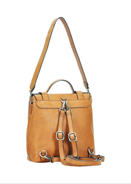 ANTIK KRAFT Women's Brown Mustard Convertible Bag To Backpack #81686 NWT