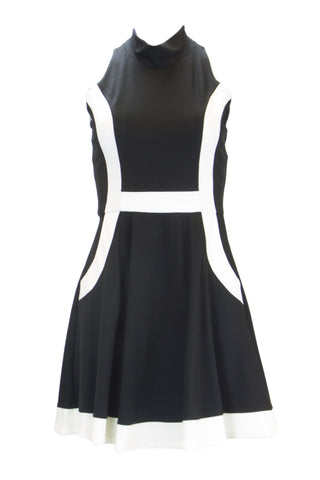 Atina Cristina Women's White Trim Sleeveless A-Line Dress Sz X-Small Black