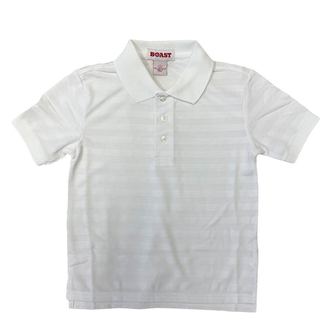 BOAST Boy's White Texture Stripe Polo Shirt $44 NEW