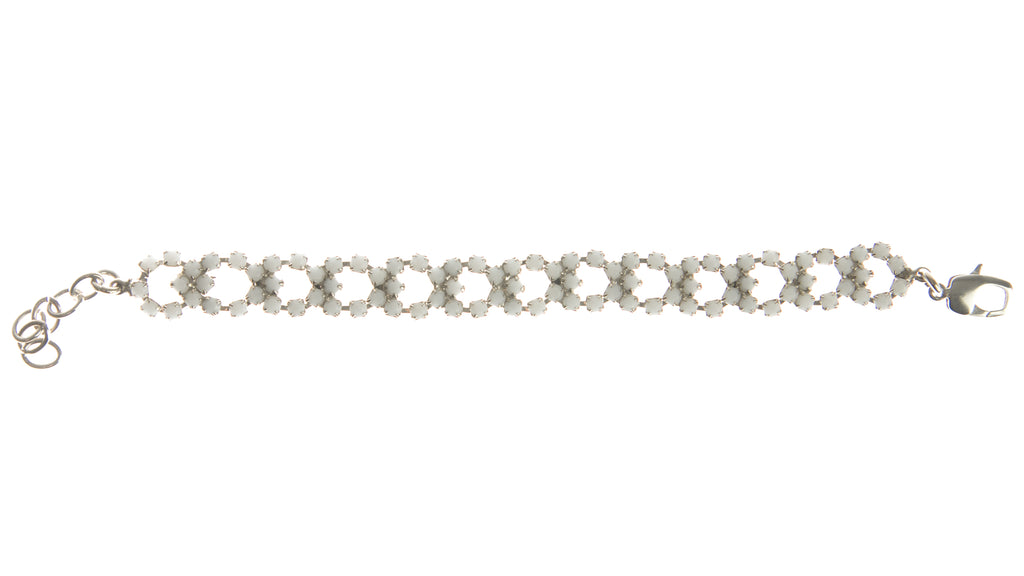 JOOMI LIM Let them Eat Cake Ring Jewel Bracelet - White & Rhdoium $250 NEW