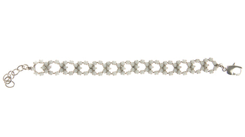 JOOMI LIM Let them Eat Cake Ring Jewel Bracelet - White & Rhdoium $250 NEW