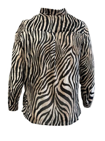 Marina Rinaldi Women's Brown Balzare Animal Printed Blouse NWT