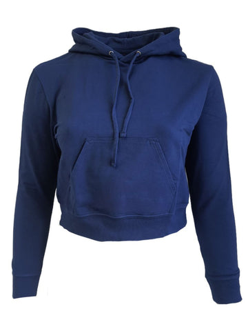 GOODLIFE Women's Blue Cropped Long Sleeve Hoodie #L4PH Large NWT