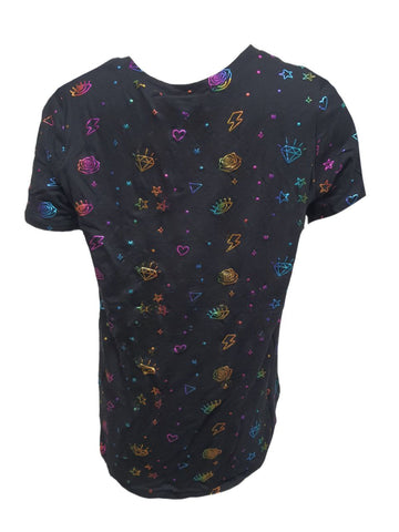 TEREZ Girl's Black Rainbow Foil T-Shirt #11928711 NWT