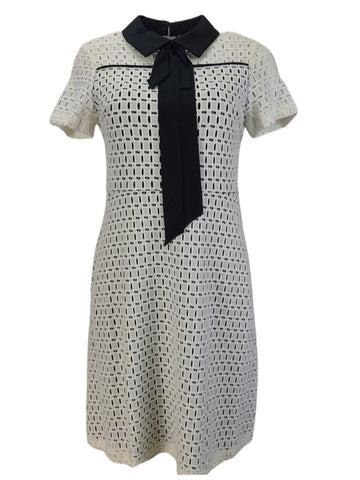 ERIN Women's White Bow Collar Lace Dress #60216846230 4 NWT