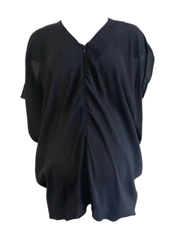 KINWOLFE Women's Essential Black Maternity Nursary Silk Top NWOT