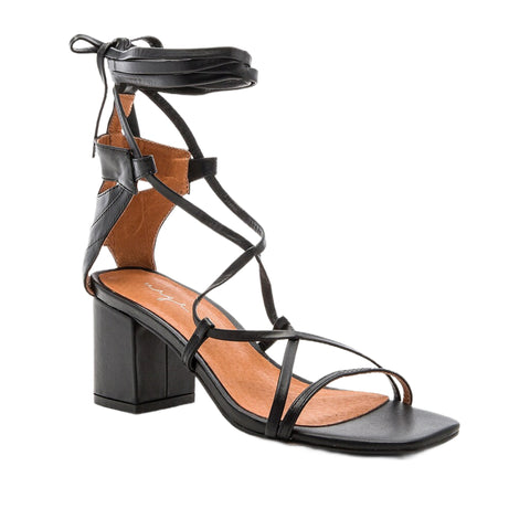 URGE Women's Black Leather Jessie Heeled Sandals #URG16082 6.5 NWT