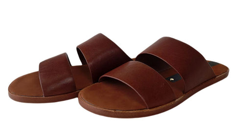 MATT BERNSON Women's Brown Bourbon Rebel Leather Slides #MB112 NWB