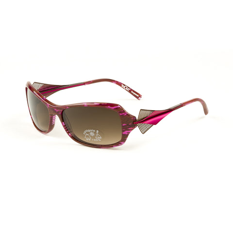 BOZ Women's New York Rectangular Sunglasses 59mm Fushia/Matte Brown