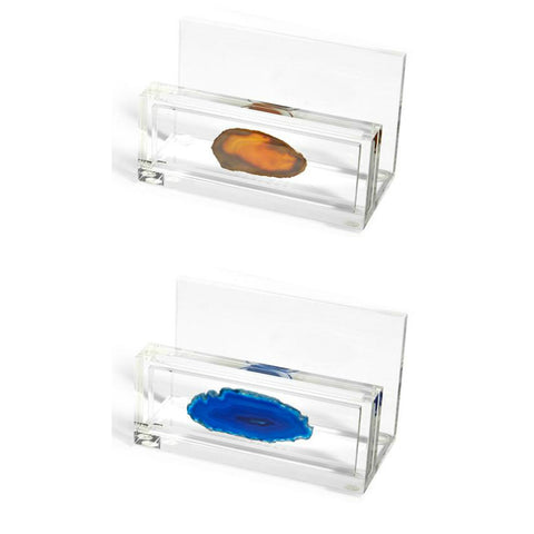 RABLABS Azure Eiro Agate & Lucite Business Card Holder $95 NEW