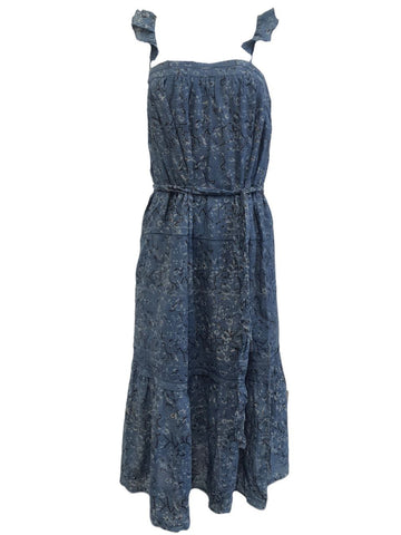 ST. ROCHE Women's Blue Handmade Organic Cotton Bluebell Dress #1723 Medium NWT