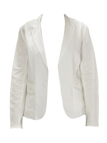 MAJESTIC FILATURES Women's White Raw-Edge Linen Blazer $545 NWT
