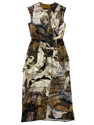 Hanley Mellon Women's V-Neck Tiered Long Dress 2 Taupe