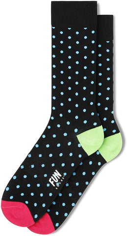 FUN Socks Men's Micro Dot Crew Socks, Blue/Green/Pink