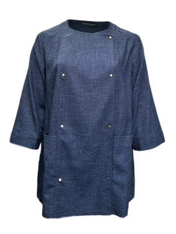 Marina Rinaldi Women's Blue Fabriano Double Breasted Jacket NWT