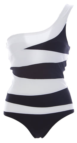 NAILA Women's One Shoulder One Piece Swimsuit Black