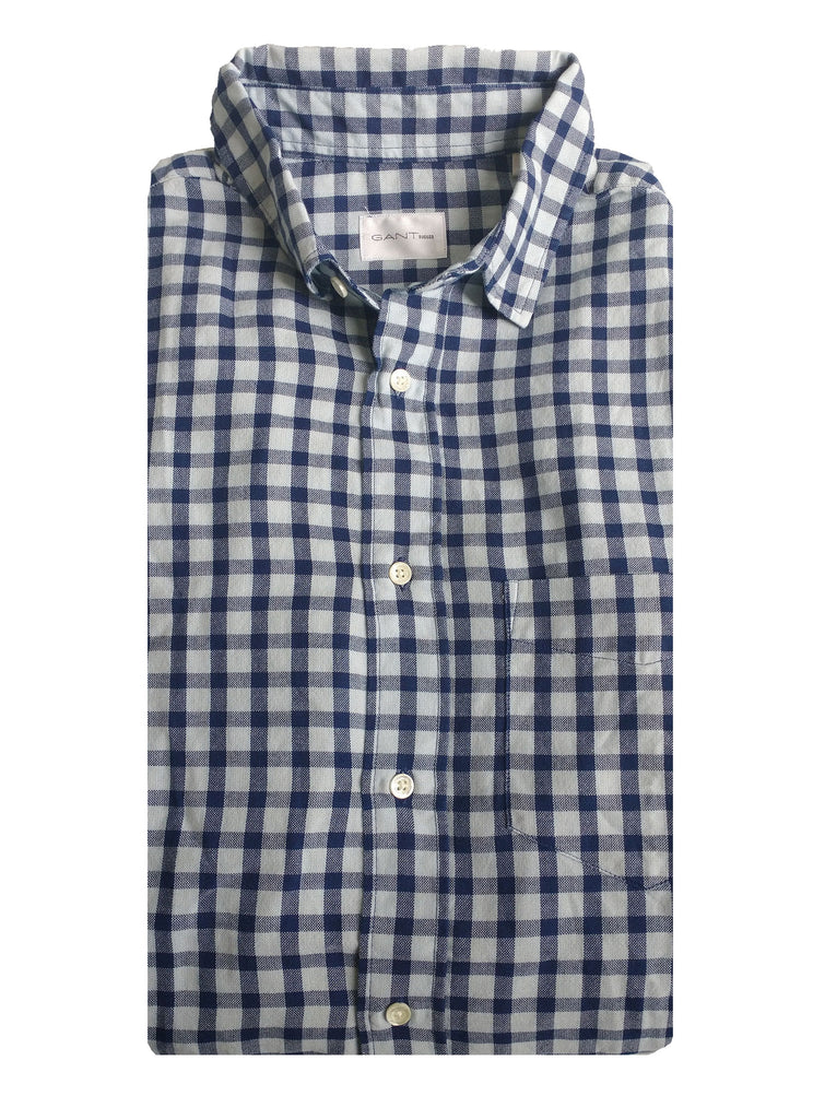 GANT RUGGER Men's Dark Indigo Oxford Check HOPC Shirt 347922 Size Medium NWT