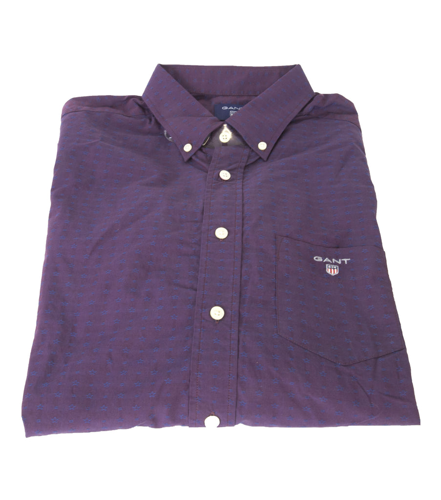 GANT Men's Purple Fig Dobby Star Regular Button Down Shirt 364510 Size M NWT