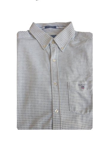 GANT Men's Grey Tech Prep Pique Check Fitted Shirt 364662 Size Medium NWT