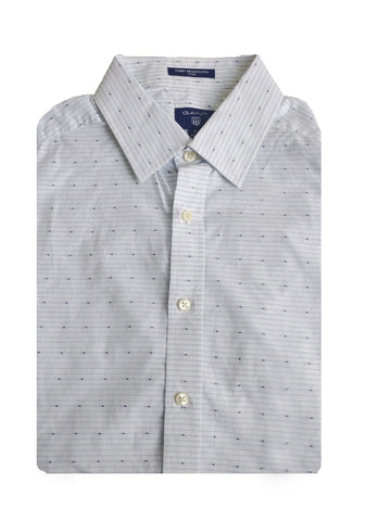 GANT Men's Nautical Blue Dobby Stripe Fitted Shirt 365655 Size Medium NWT