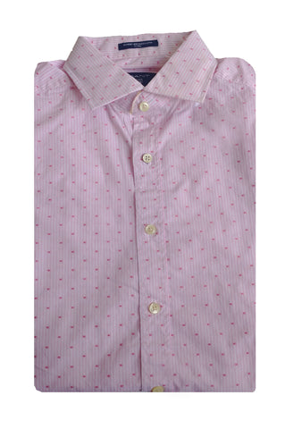 GANT Men's Bright Pink Dobby Stripe Square Fitted Shirt 365677 Size Medium NWT