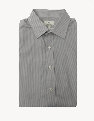 GANT DIAMOND G Men's Dark Camel Stripe Fitted Town Collar 383915 Size 39 NWT