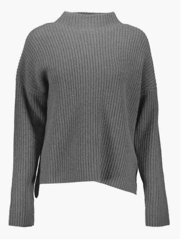 GANT Women's Light Grey Wool Rib Mock Neck Sweater $185 NWT